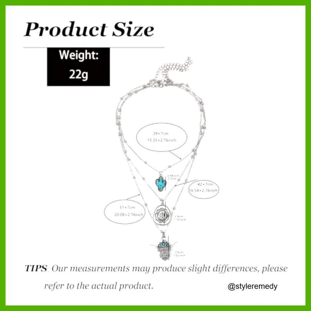 Layered Turquoise Statement Necklace Earrings Set… - image 6